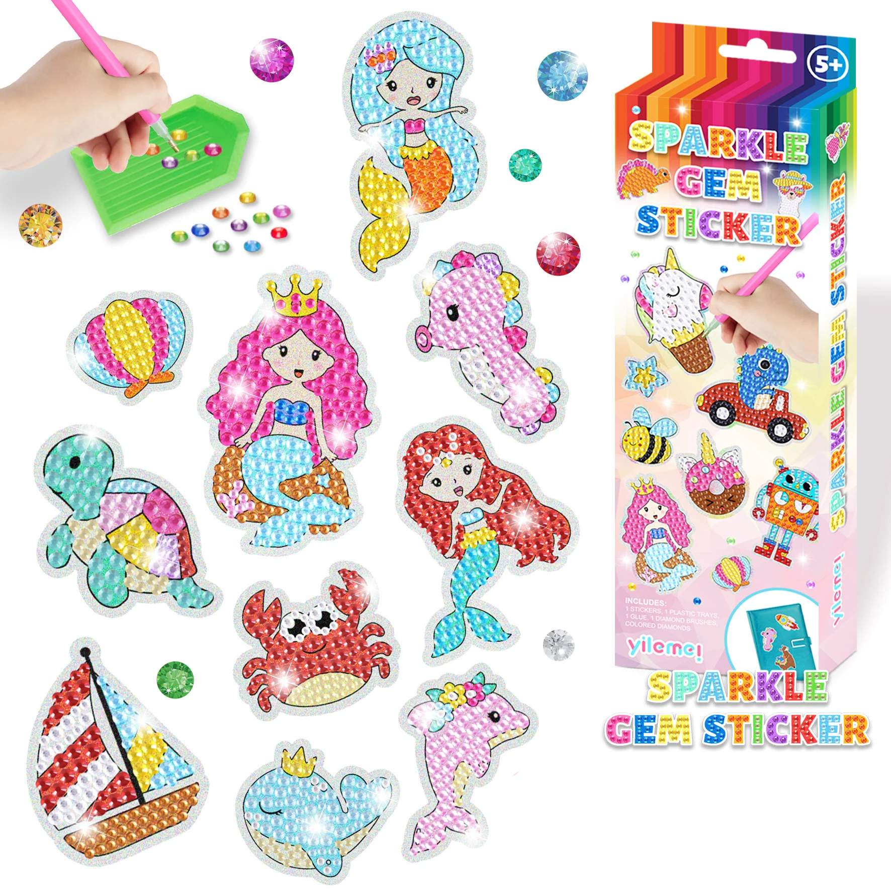 25pcs Diamond Drawing Kit For Kids Diamond Art Sticker Craft With