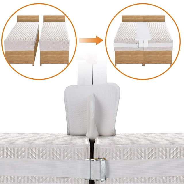 Bed Bridge Twin to King Converter Kit Mattress Connector Bed Gap Filler for Split King Adjustable Beds - Twin Bed Connector to Make A King, White