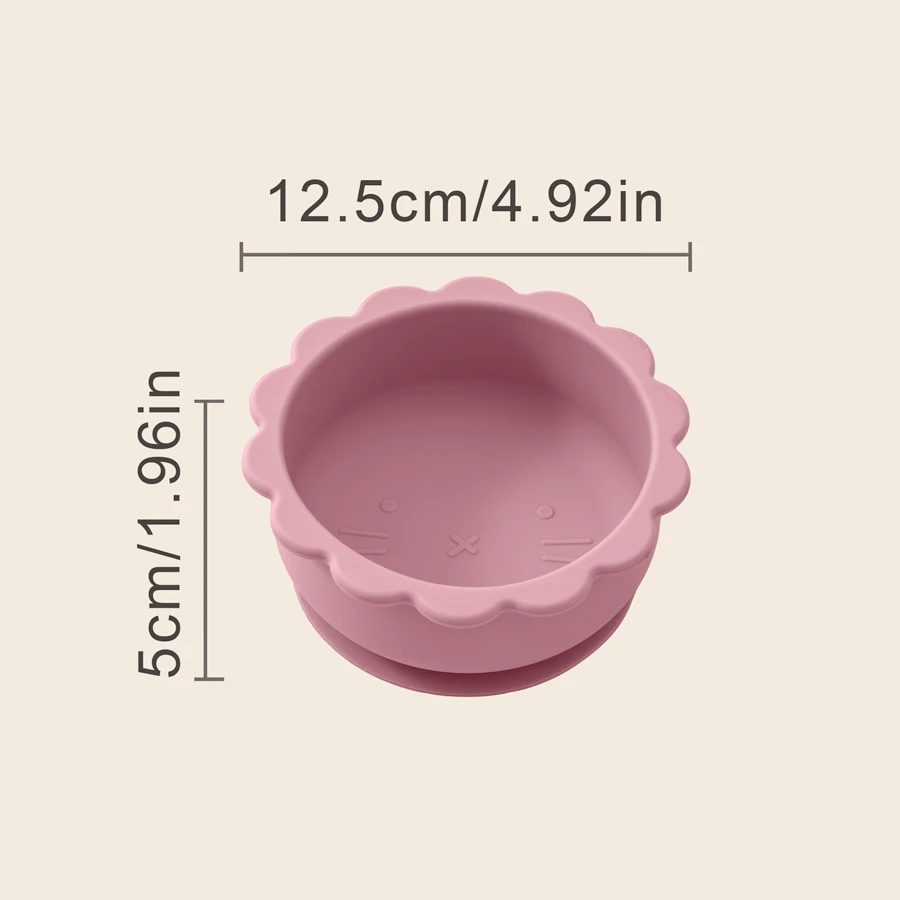 1PC Baby Silicone Bowl Cute Cartoon Lion Shape Baby Tableware Solid Color Baby Food Storage BPA Free Suction Baby Meal Tray 4