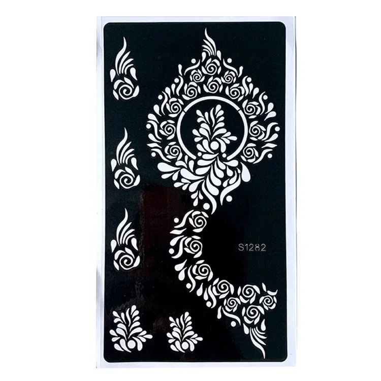 Henna Tattoo Stencils 1pc Temporary Tattoo Stickers Indian Henna Hollow Tattoo Templates Body Painting Inkjet Template