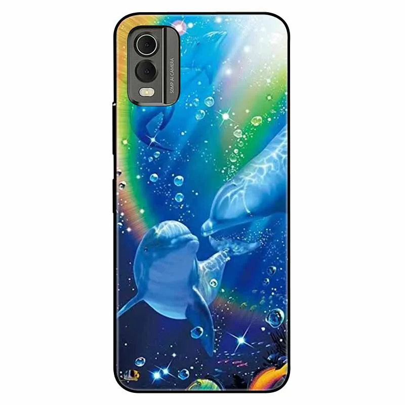 Soft Black Bumpers Cool Fashion TPU Coque with Cat Lion Design