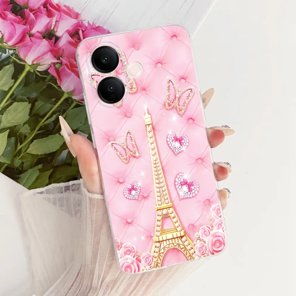 Clear Luxury Cute Cat & Butterfly Painted Case