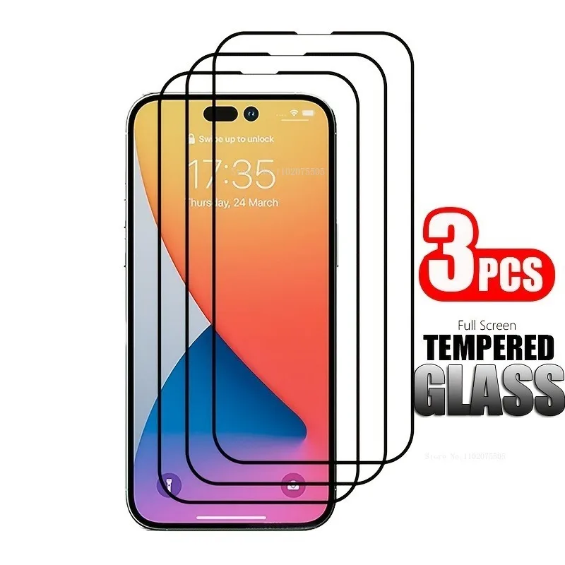 

3Pcs 9H Full Tempered Glass For iPhone 11 Pro Max 12 13 Mini 14 Pro 15 Plus Screen Protector For IPhone 7 8Plus X XR XS Max Film