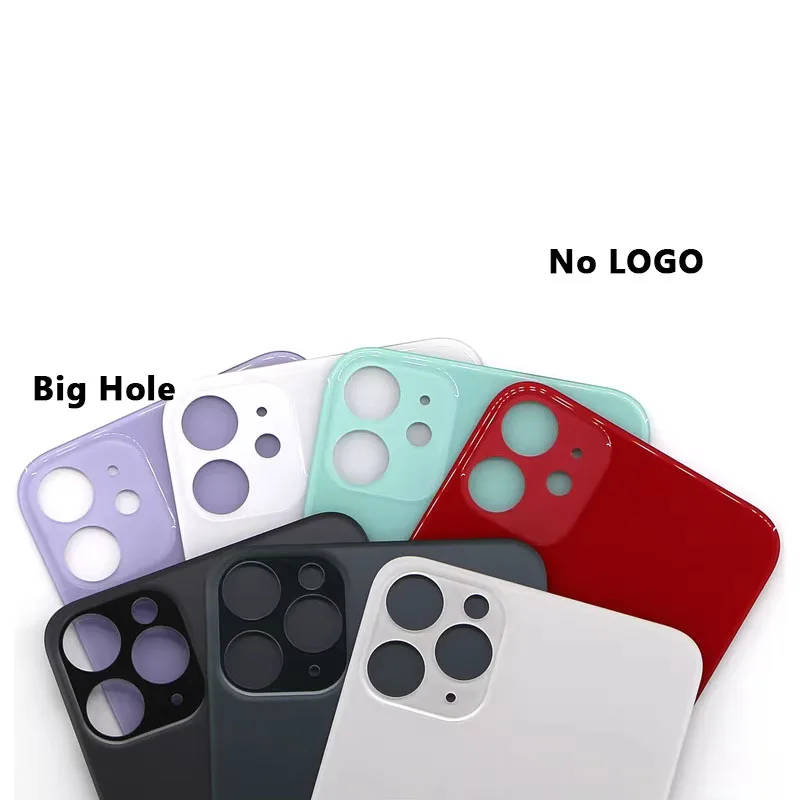 새로운 빅홀 백 하우징 배터리 커버 후면 도어 글래스 아이폰 11 11 프로 11 프로 맥스 배터리 커버 후면 글래스 로고 없음