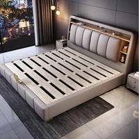 Chambre à coucher Type italien lit moderne esthétique Double rangement têtes De lit multifonction Cama De Lujo Para dortoir meubles 3