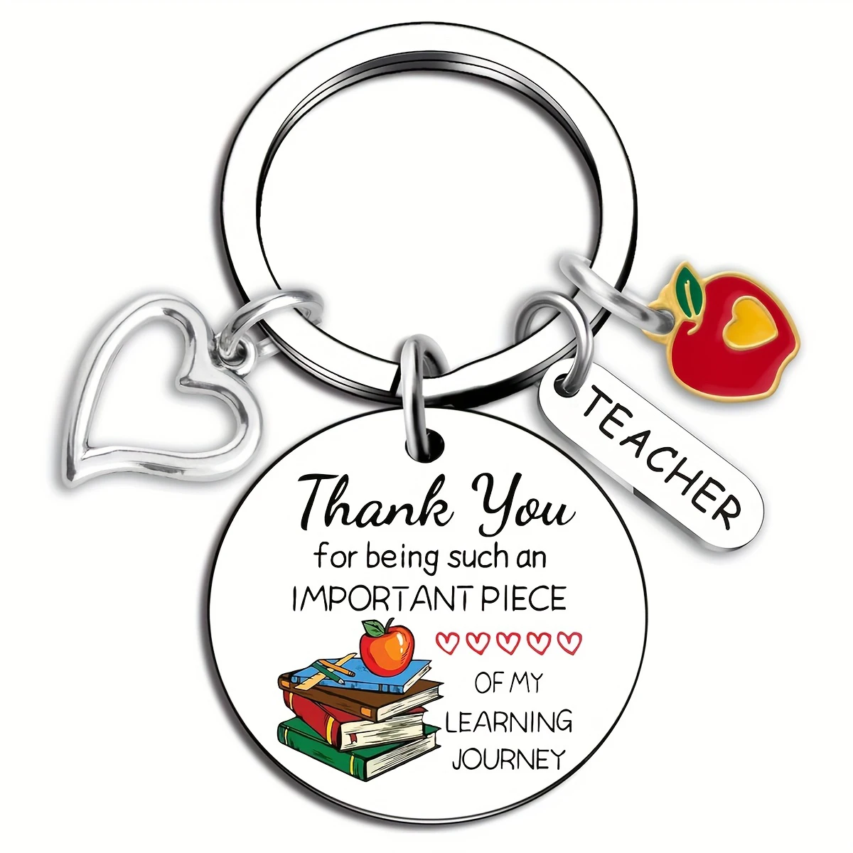 1 runder Schlüsselanhänger aus Edelstahl mit „Thank You Teacher“-Design – perfektes Geschenk für Pädagoge, Valentinstag oder Weihnachten