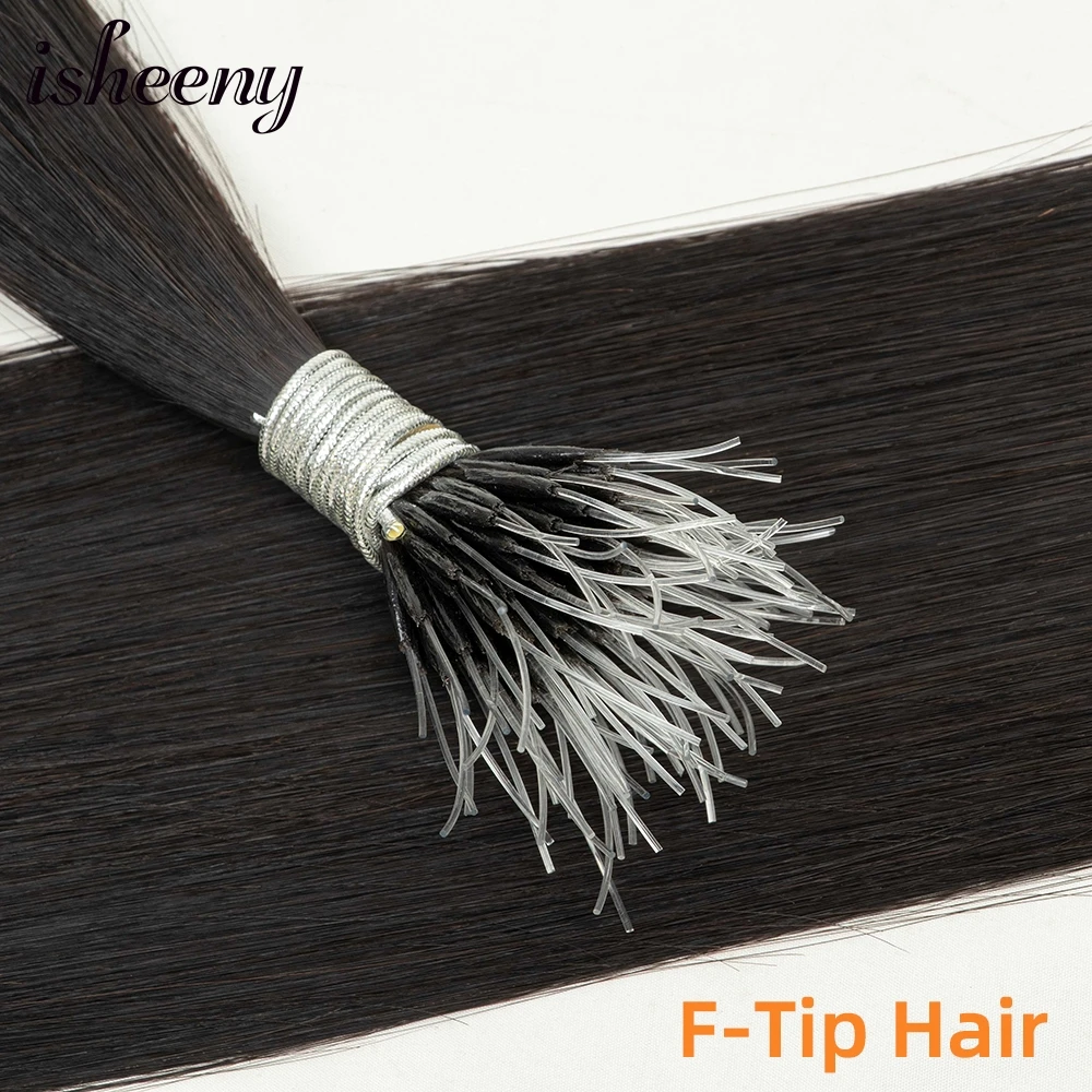 Isheeny Flexible F Tip Hair Extensions 16" 20" 24" Natural Invisible Nano Ring Hair Microlink Human 1g/s Micro Beads