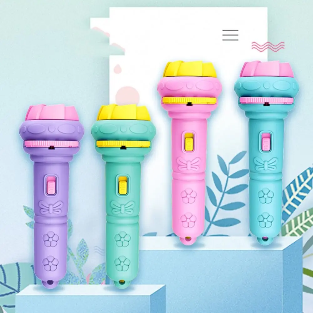 32 Patterns Cartoon Projection Flashlight 4 Cards Luminous Flashlight Toy Projector Cartoon Plastic Baby Projector Torch