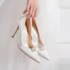 2024 New Pointed White Pearl 7cm Thin High Heel Women's Red Bridal Wedding Shoes 1