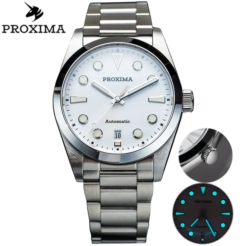 

Proxima Vintage Men Automatic Mechanical Watches PT5000/SW200 Movement Sapphire Crystal Date Waterproof 20Bar Diver Watch BGW-9