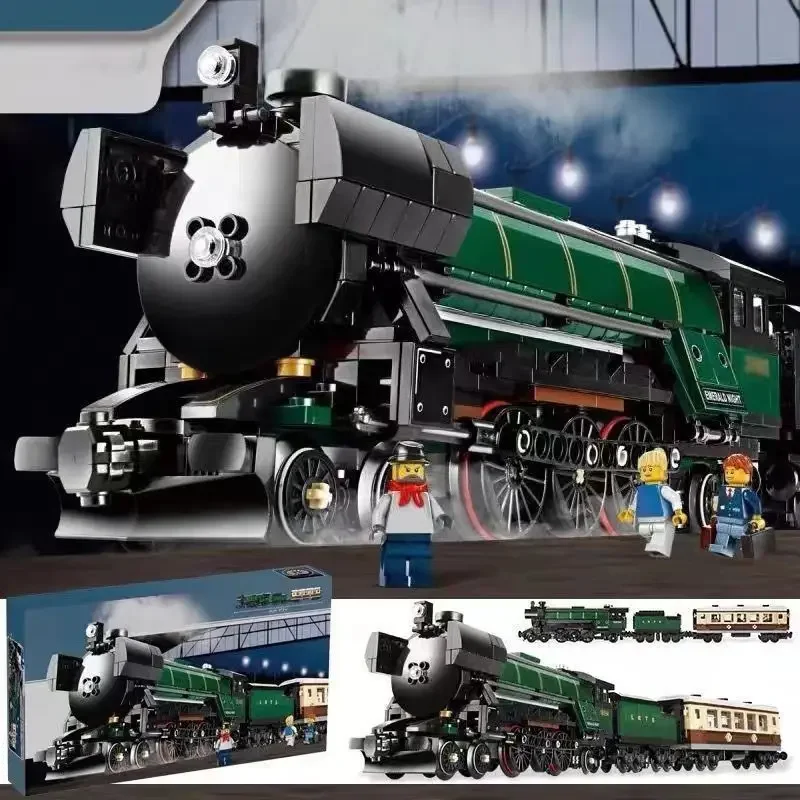 Building Blocks Toys 1085pcs Creative Expert Emerald Classic-styled Train Night Steam Locomotive 21005 Building Blocks Sets Compatible With Model