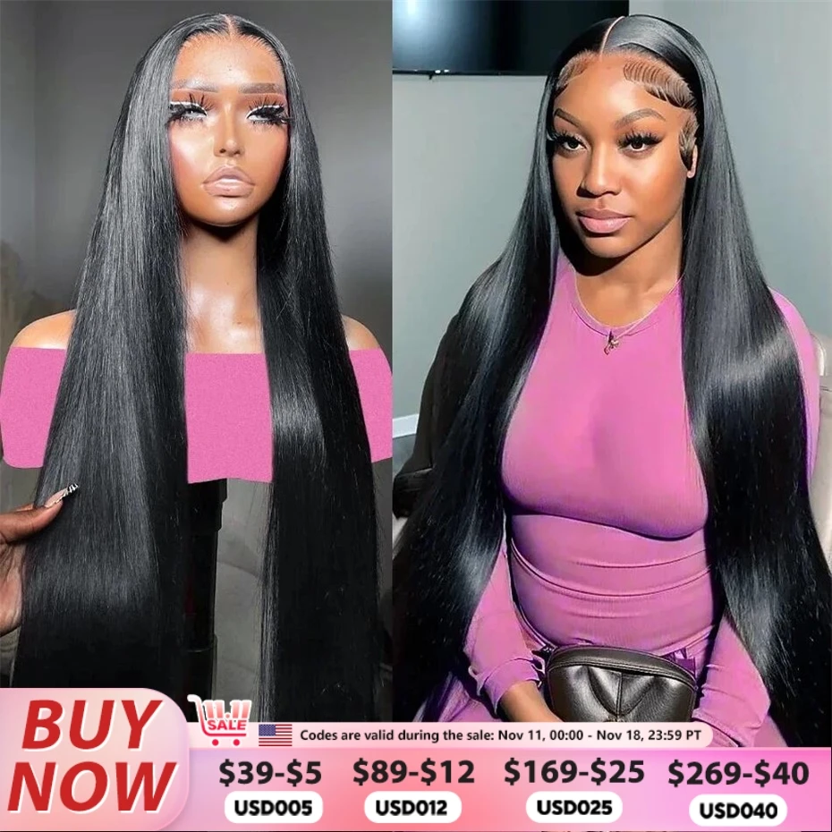 Human hair wig 30 32Inch 13x4 13x6 Lace Front Straight Transparent Pre Plucked For Black Women