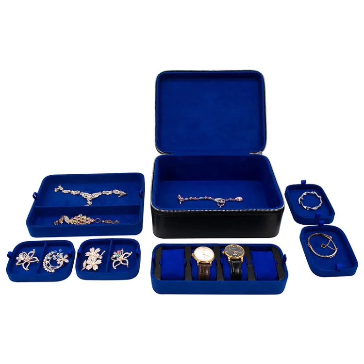 Leather Jewelry Storage Box Large Capacity Ring Necklace Storage Box Portable Earring Organizer Container Women's Bracelet Case