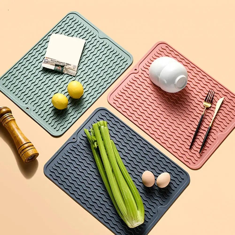 New Silicone Dish Drying Mat Protection Heat Resistant Tableware