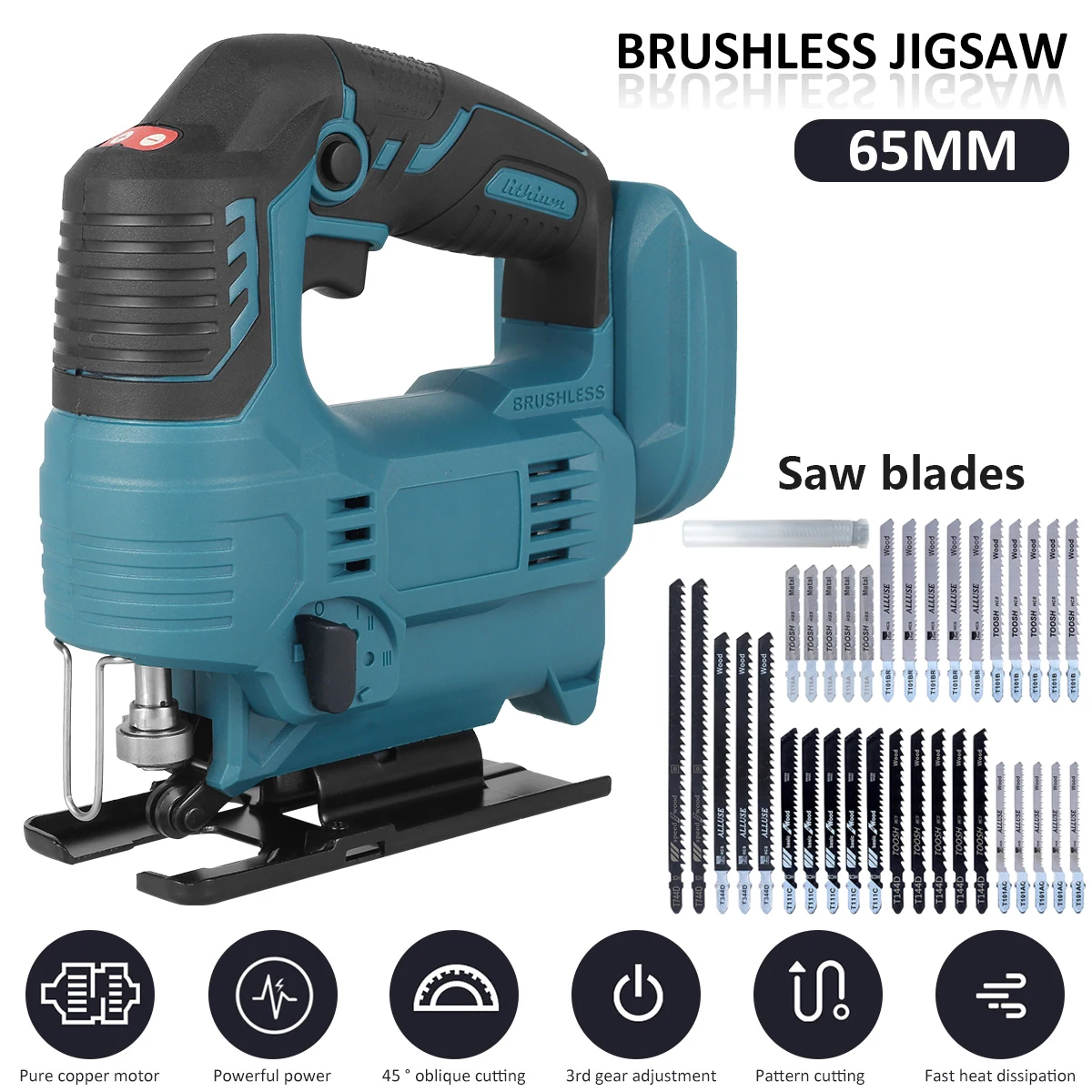 Brushless Electric Jigsaw 900W Cordless Jig Saw with 3 Variable Speed Adjustable  Power Tools - Image 2