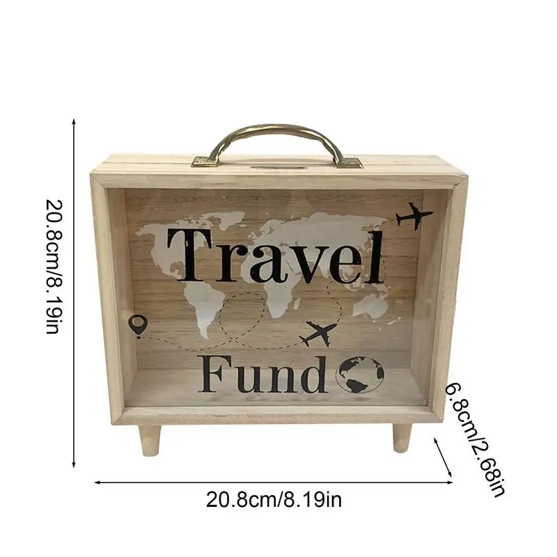Money Saving Box Coin Saver Wooden Money Bank With Clear Window Reusable Cash Savings Case For Couples Friends Partners Children 6