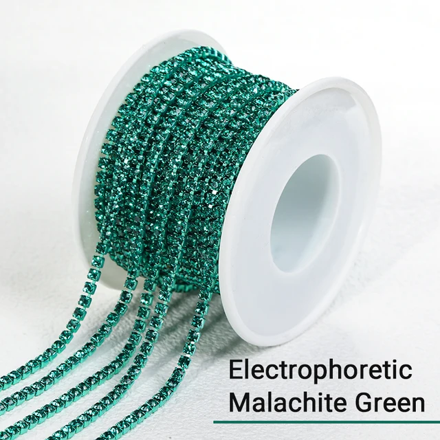 XiChuan 1 Yard 10 Colors Claw Rhinestone SS6 SS8 Crystal Tassel Diy Clothes Earring Accessories Beads Diamond Rhinestone Chain Malachite Green Elec