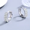 High Quality 925 Sterling silver Double row crystal Round Earrings Stud for women Fashion designer Jewelry Couple Gifts 4