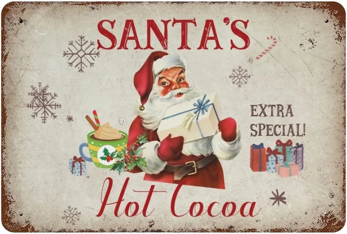 Рождественский Декор, металлические жестяные знаки, рождественские украшения в виде Санты какао, винтажный Ретро металлический знак, Рождественская Кухня
