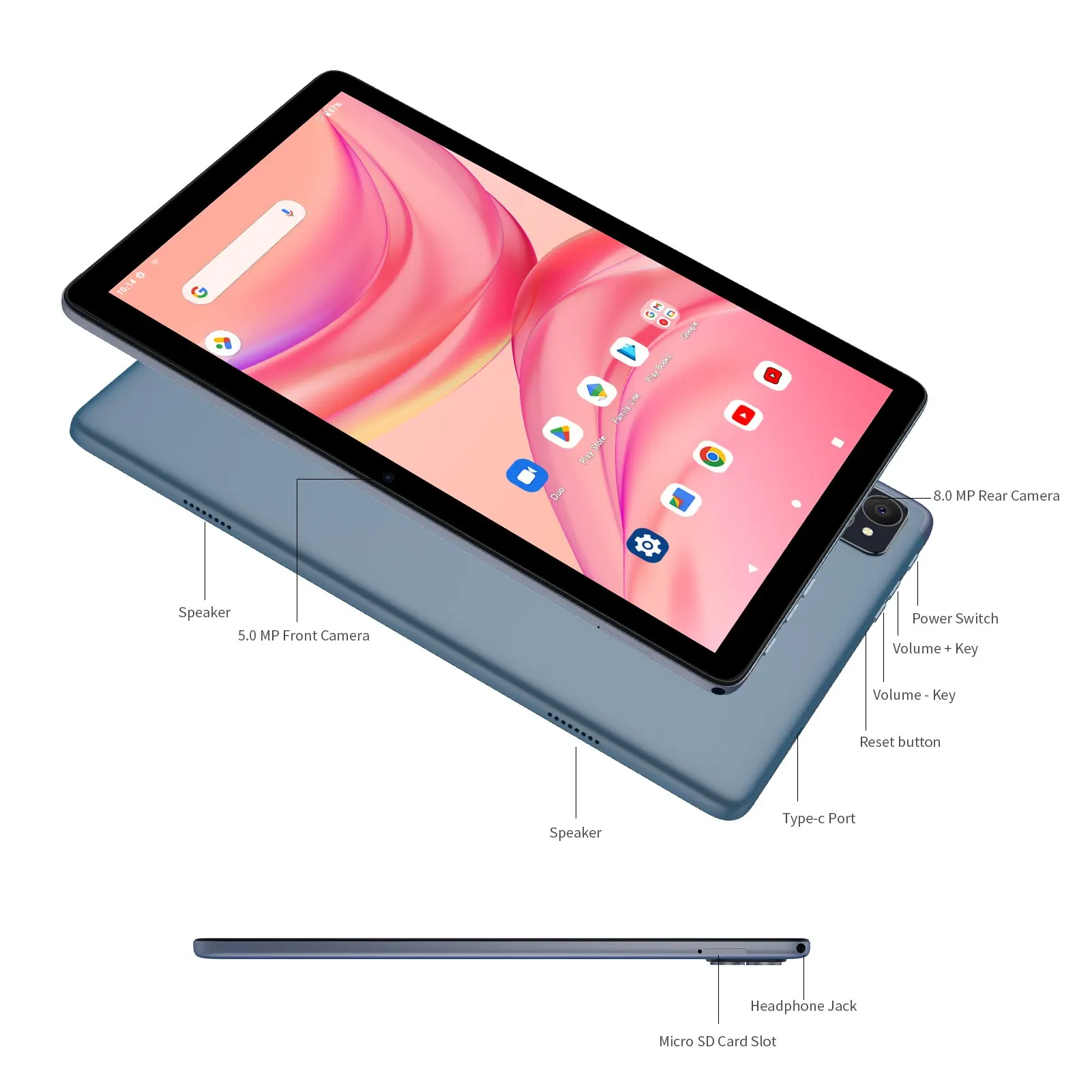 VASOUN Android 14 Tablet 10.1", 12GB(6+6 Expand) RAM, 128GB ROM, Octa Core, Dual SIM 4G Unlocked With 2.4G/5G WiFi GPS 3