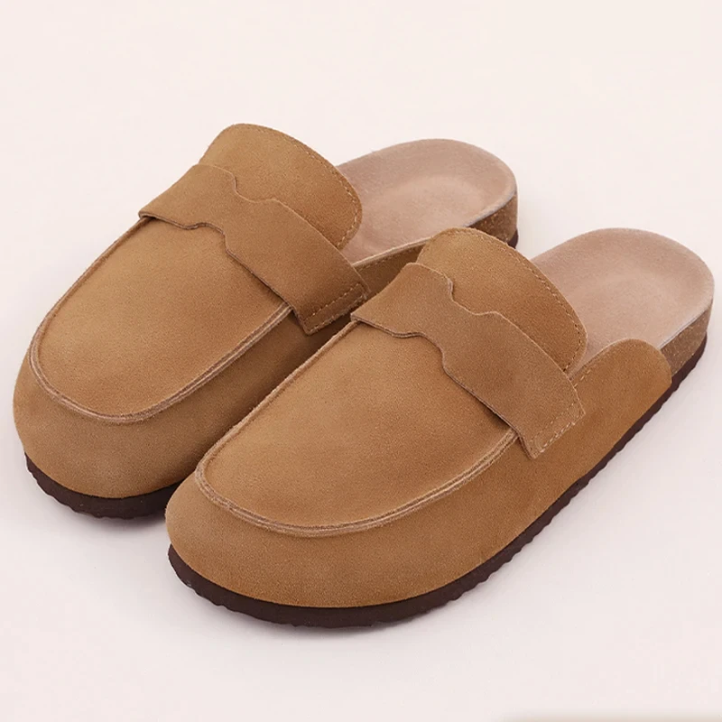 

Bebealy Summer Women's Clogs Slippers Men Clogs Sandals Cork Footbed Suede Mules Casual Leather Beach Slippers With Arch Support