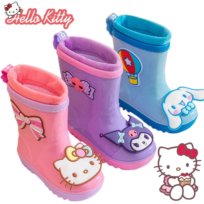 Sanrio Hello Kitty Rain Boots Child Rubber Rain Shoes Girls Boy Ankle