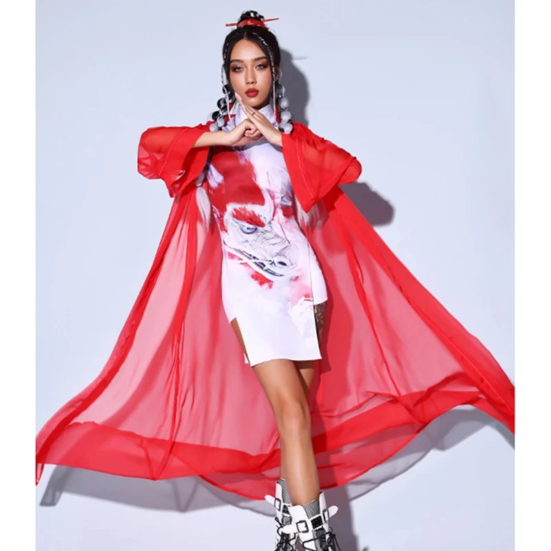 

Bar Dj Dancer Clothing Rave Women Chinese Style Kpop Jazz Dance Clothes White Suit Nightclub Gogo Dacer Performance Outfits