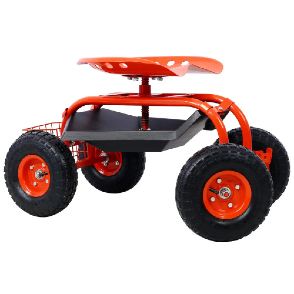 Garden Cart Rolling Scooter, Adjustable Height Heavy Duty Scooter, Rolling Garden Cart with 4 Wheels and Extendable Handle