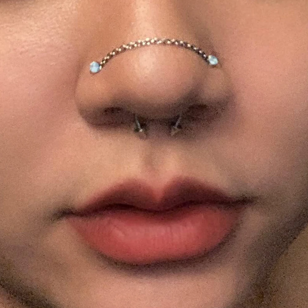 Cross Nose Piercing Chain 16PCS Nose Ring Chain Piercing Across