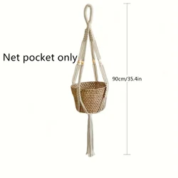Elegant Handcrafted Macrame Plant Hanger - Boho Cotton Rope Planter Holder (C)