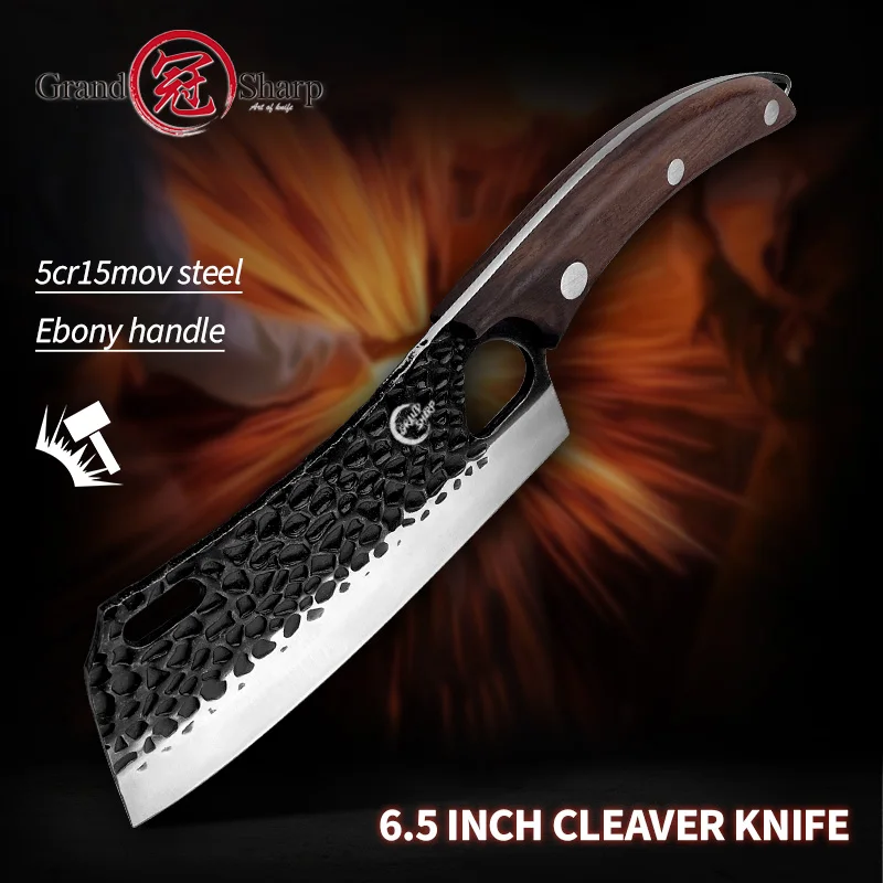 

Grandsharp 6.5'' Cleaver Knife Handmade Forged Stainless Steel Chef Knives Meat Fish Filleting Slicing Butcher Tools