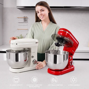 5L Electric Kitchen Food Stand Mixer Stainless Steel Bowl 6 Speed Cream Egg Whisk Whip Dough Kneading Food Mixer 2