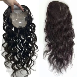Wavy Chinese Remy Human Hair Topper for Women Injected Skin Silk Base Toupee Loose Curly Clips In Hairpieces Natural Scalp