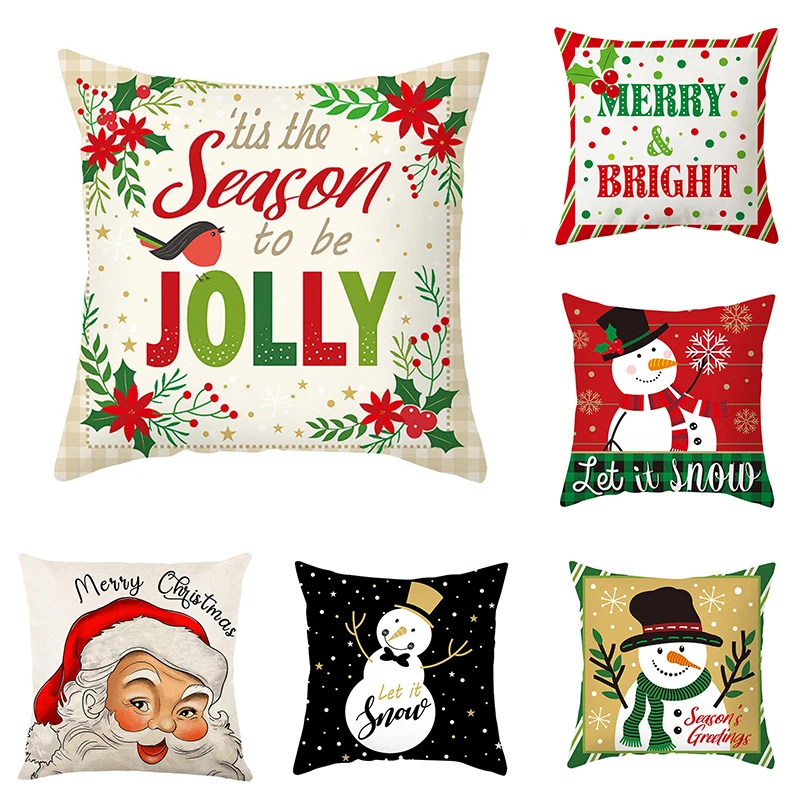 

Merry Christmas home decoration cushion cover pillowcase Natal Navidad New Year gift 2022 45x45cm