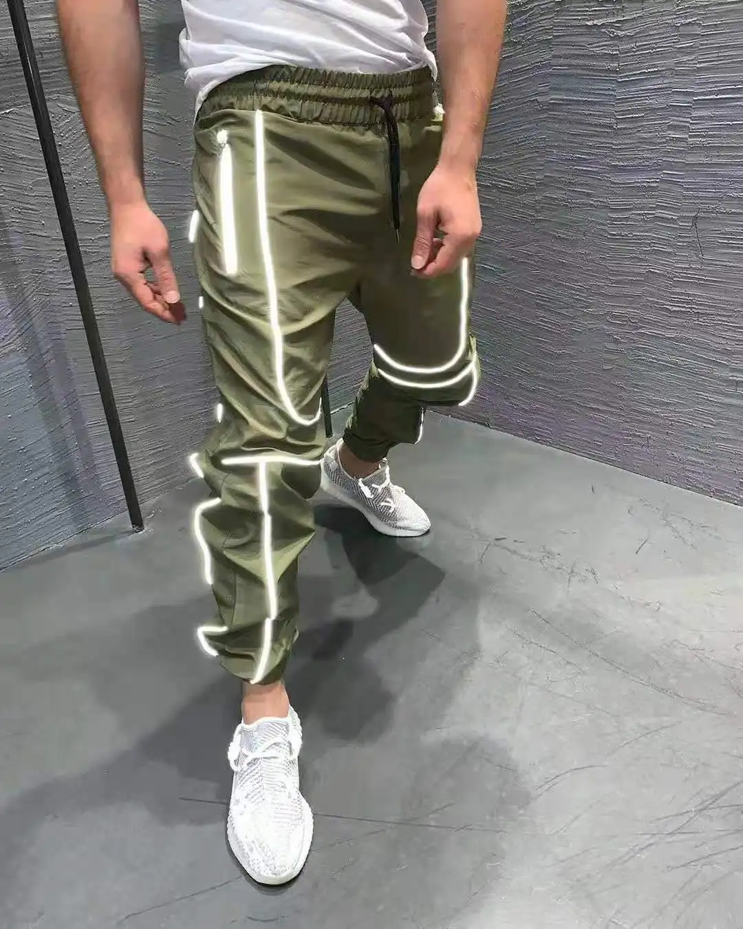 alibaba pants 2022 reflective night running thin section quick-drying fitness training basketball hip-hop jogging sweatpants men's trousers sweatpants