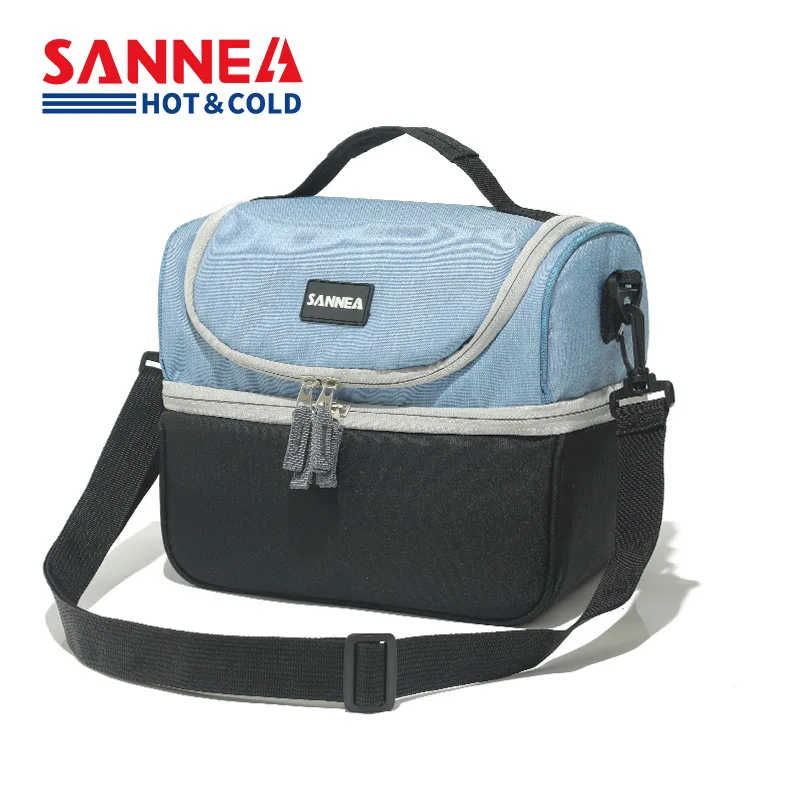 

SANNE New Double Layer Thickened children Lunch Box Solid Color Storage Bag Waterproof Ice Cooler Pack Outdoor Picnic Bento