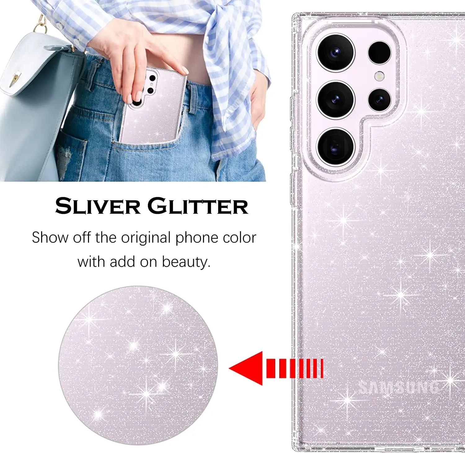 Sparkling Clear Glitter Phone Cover