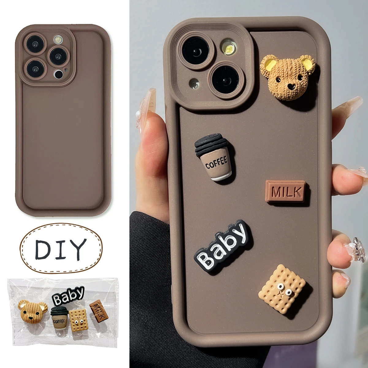 3D Coffee Toy Cartoon Phone Case For iPhone 13 Case iPhone 11 12 13 14 15 Pro Max 16 16Pro XR X XS Max 7 8 Plus Case Cover Funda_voghion.com
