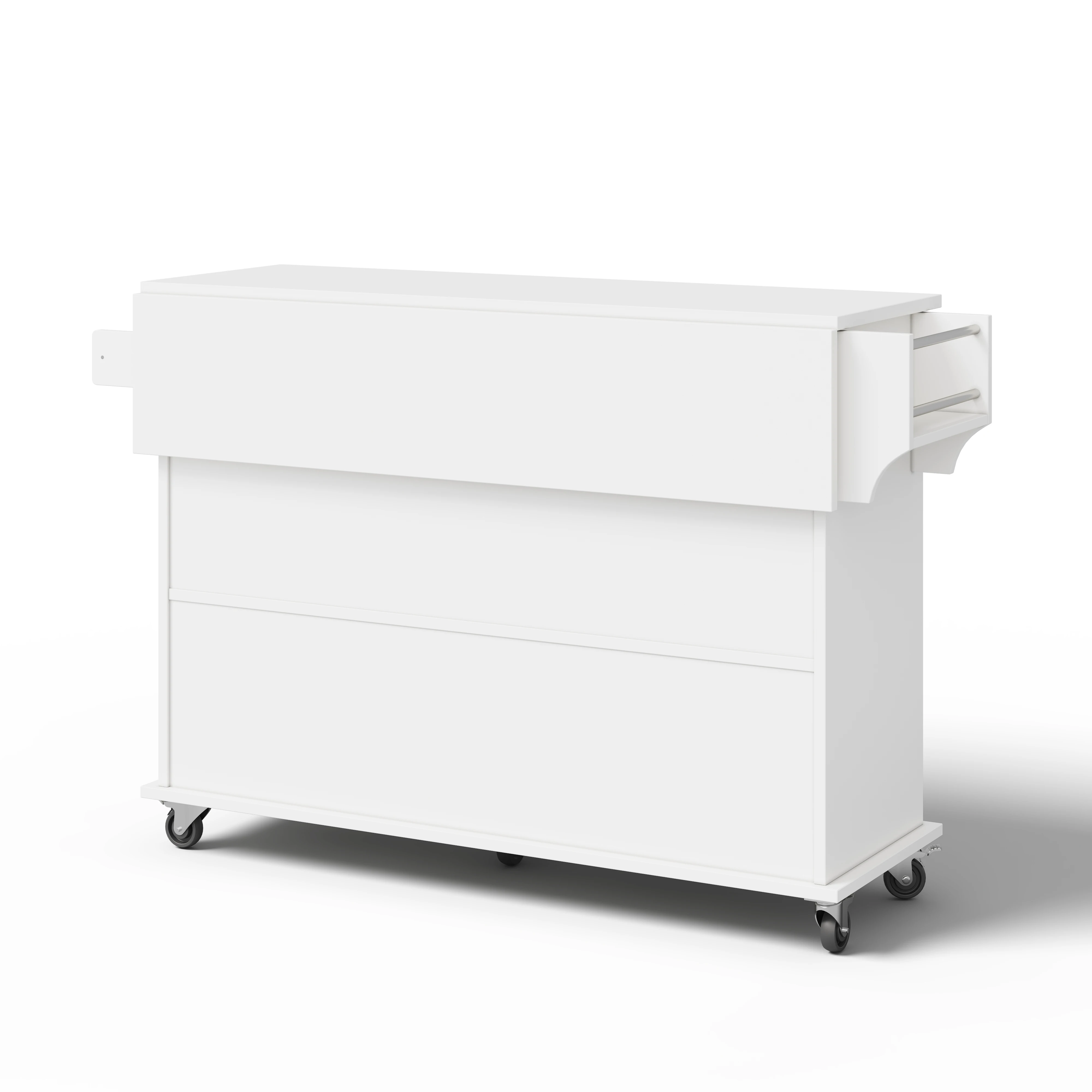 Kücheninsel mit herunterklappbarer Arbeitsplatte, Küchenwagen auf Rollen, Küchenschrank mit 4 Türen und 1 Schublade, integriertem Gewürzregal – Detail 18