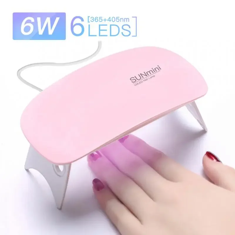 

6W Mini Nail Dryer Machine Portable 6 LED UV Manicure Lamp Home Use Nail Lamp For Drying Polish Varnish With USB Cable