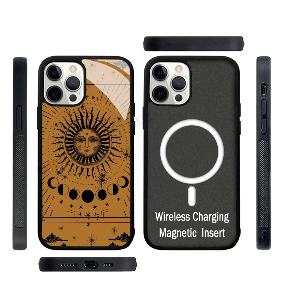 Suns Moons облака астрологический чехол для телефона Сильный магнитный для IPhone 15 14 13 Pro Max 11 12 Mini для Magsafe