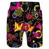 Cartoon Music Colorful Graffiti Beach Shorts Men 3d Print Swim Trunks Summer Surf Board Shorts 80s 90s Street Short Pants 3