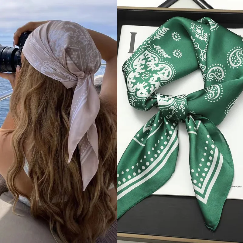 532698-dce092.jpg Fashion Print Silk Hairbands Scarf Women 2025 Spring New Elagant Floral Bandana Neck Kerchief Head Bands Foulard Female Scarfs - Image 1