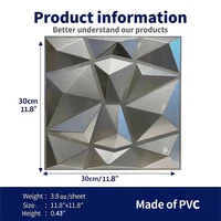 10 ชิ้น 3D แผ่นผนังตกแต่งผนังภายในอาคาร, แปรงเงินขัดเงาเหมาะสำหรับห้องนั่งเล่นห้องโถงห้องนอนโรงแรมสำนักงาน, 30 ซม.x30 ซม. 4
