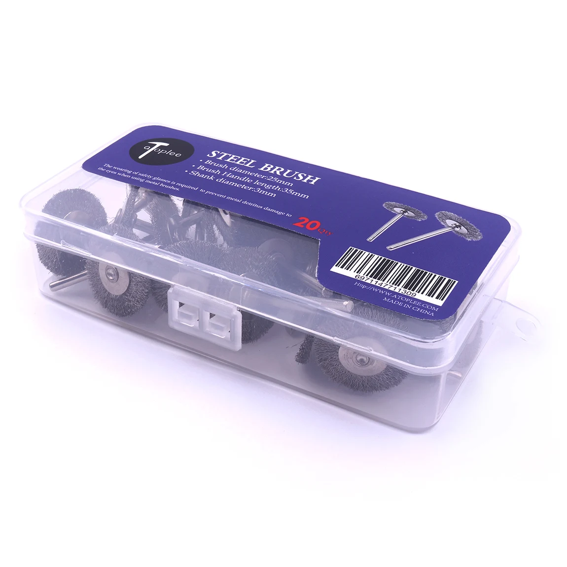 20pcs/set 25mm Steel Wire Wheel Brush For Mini Drill Rotary Tool Metal Rust Removal Dremel Polishing Accessories