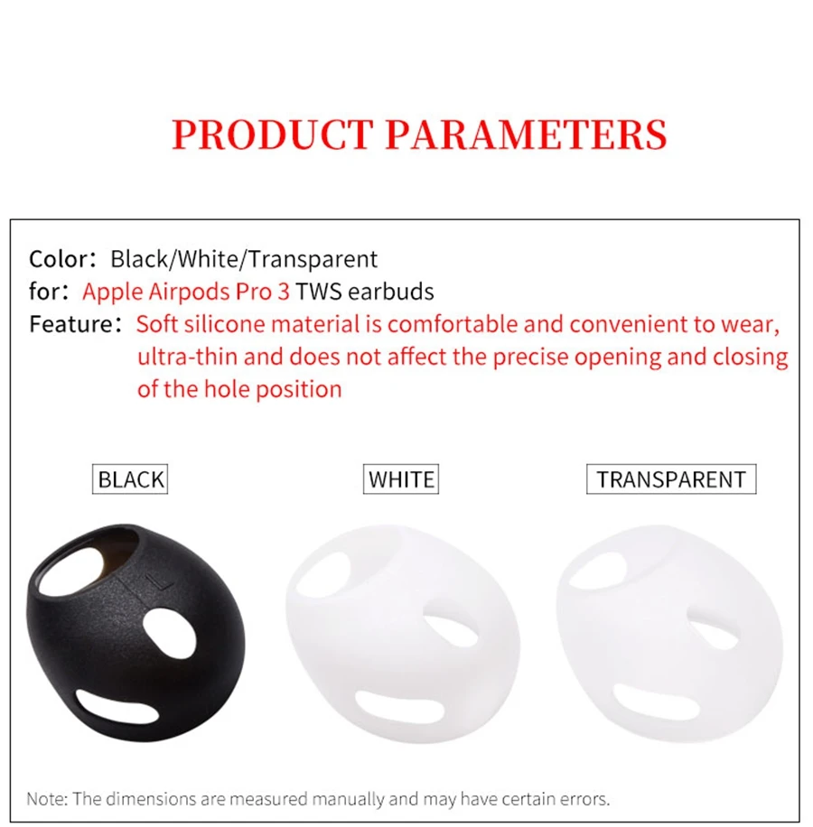 4Pcs Silicone Ear Tips for Apple Airpods Pro 3 True Wireless Earbuds Eartips Airpods Pro3 TWS Tips headphones Earplugs
