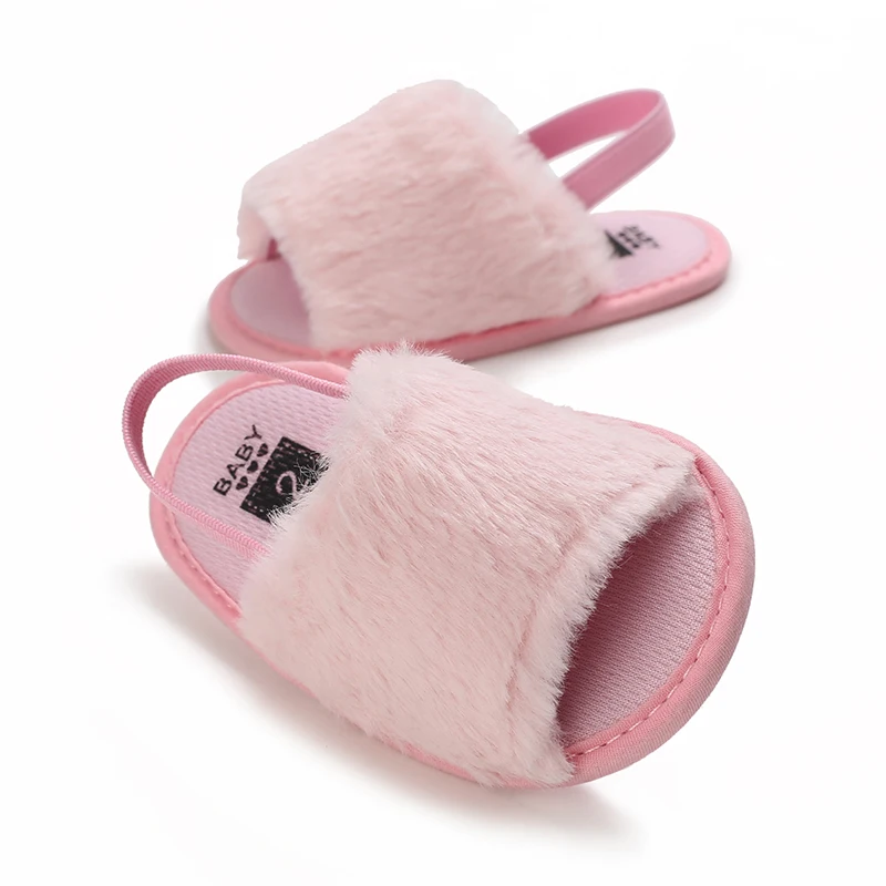 Winter Cute Baby Slippers Fluffy Baby Boy Girl Sandals Soft Non-slip Sole Toddler First Toddler Shoes