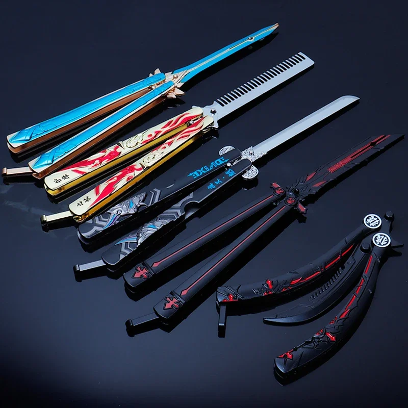 Butterfly Knife Animation Game Genshin Impact Butterfly Knife Unsharped Metal Weapon Wolf's Last Road Stick Cyno Weapon Model Gift