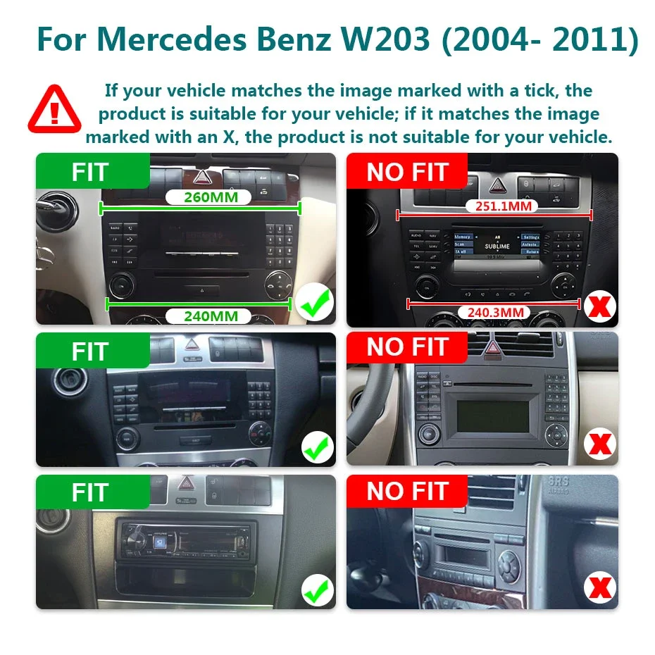 Pantalla de 8'' con Carplay Inalámbrico y Android 15, Radio para Auto para Mercedes-Benz C-CLASS W203 CLK/A/G-CLASS W209 W168 W463, Bluetooth, Autoradio 2DIN, Reproductor Multimedia Estéreo, GPS, WIFI, 4G LTE 2