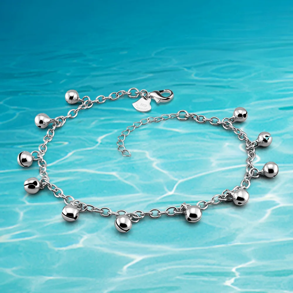 Fashion Sweet 925 Sterling Silver Lucky Little Bell Bracelet Simple